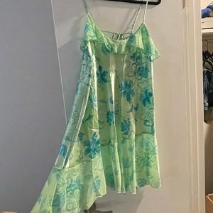 Short Silk dress with mesh details